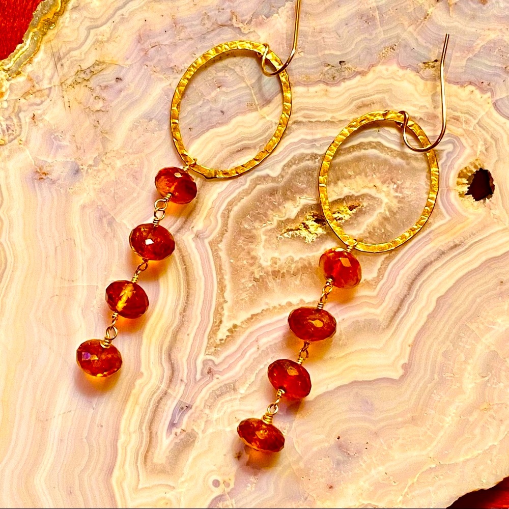 NWOT Artisan Genuine Amber Hoop Earrings - Picture 9 of 15